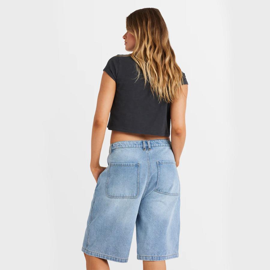 STEVIE SHORT FADED INDIGO FRAY