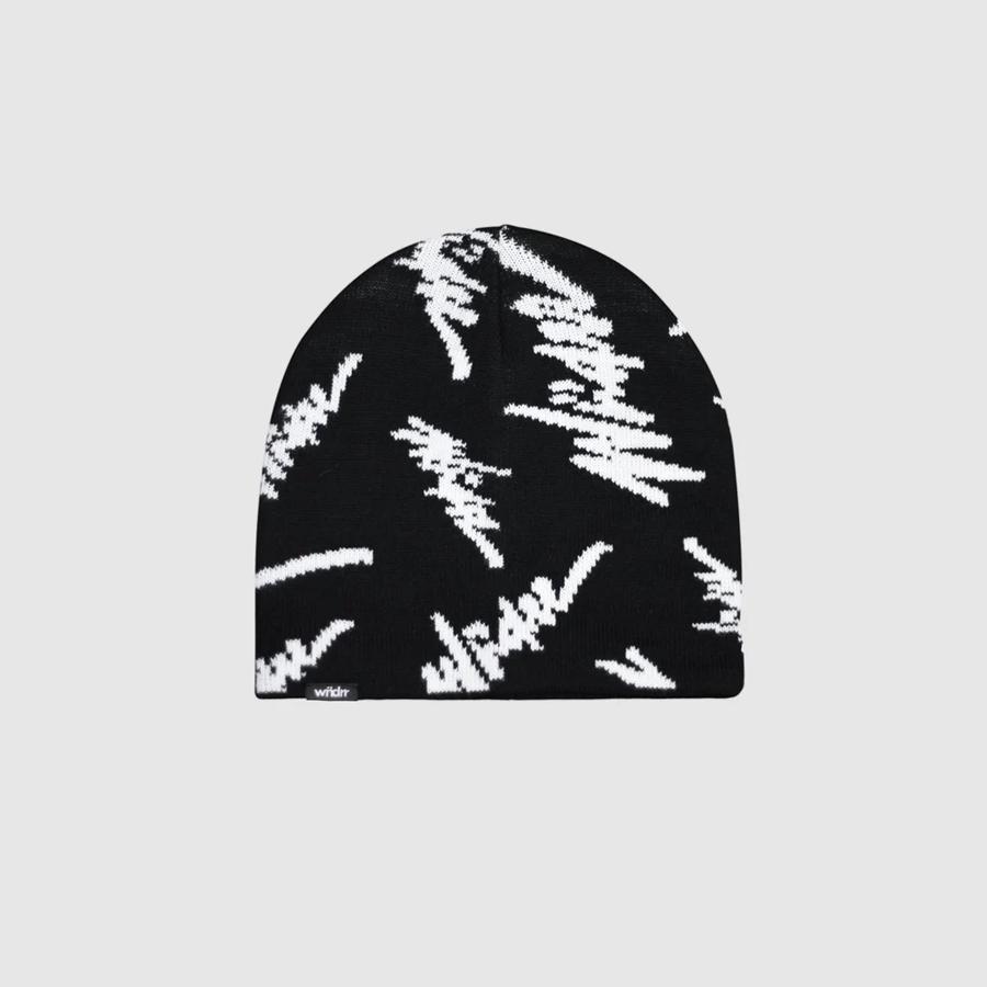 SCRIPT BEANIE BLACK