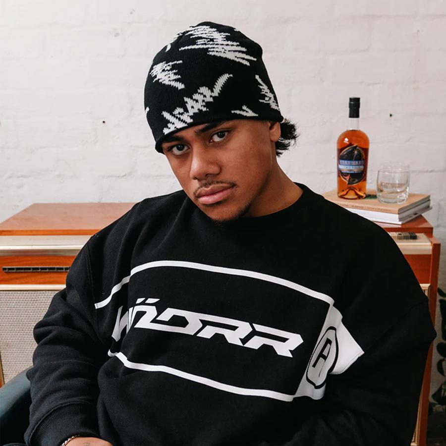 SCRIPT BEANIE BLACK