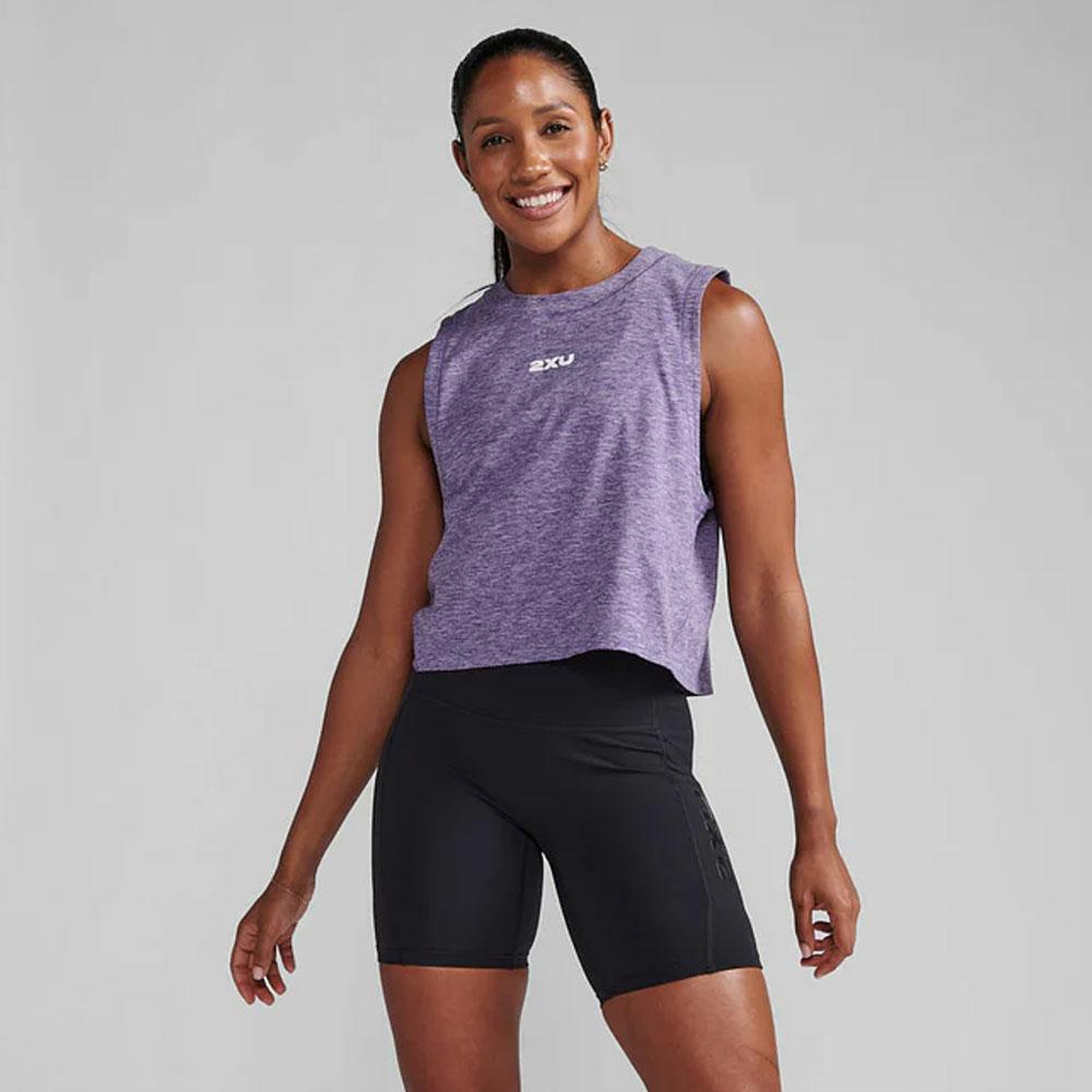 MOTION CROP TANK ACAI/WHITE