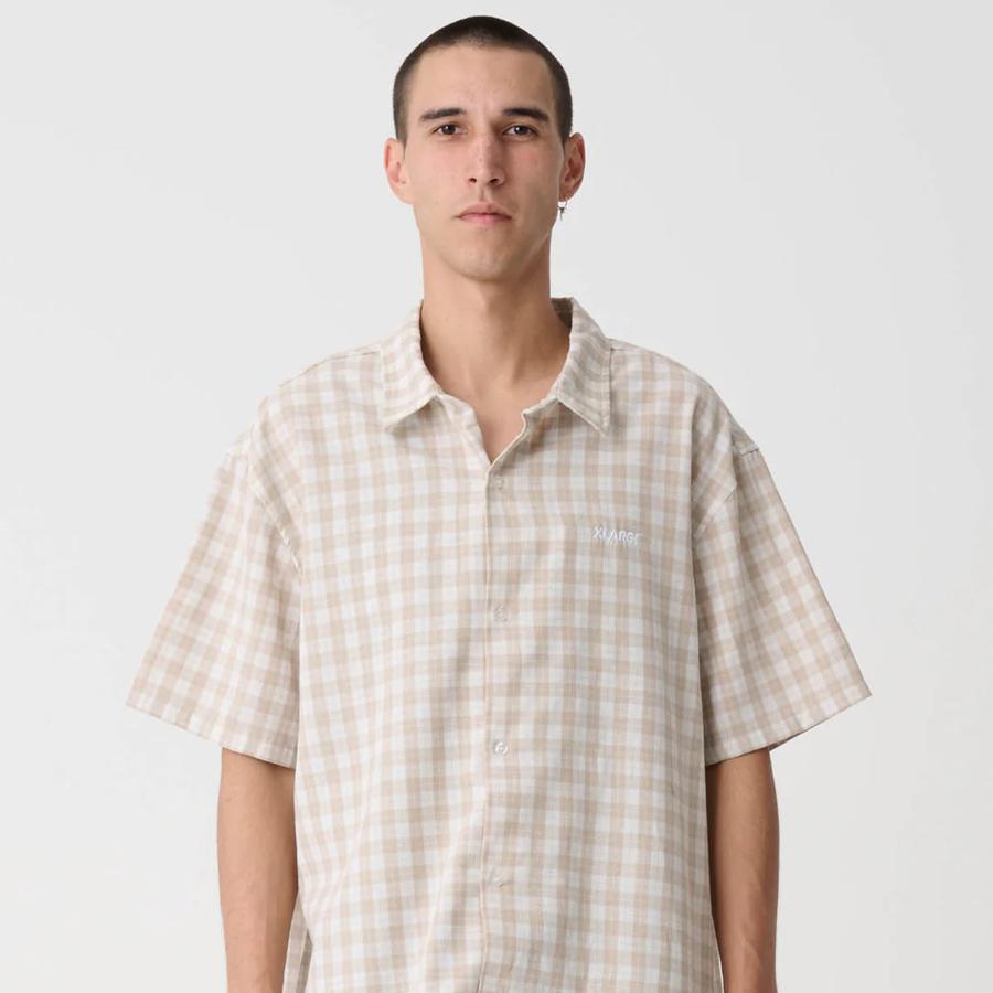 91 OXFORD SS SHIRT TAN/WHITE