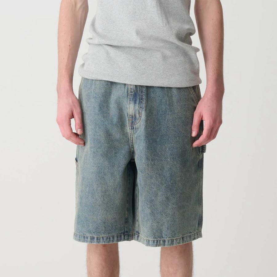 DENIM WORK SHORT STAINED BLUE