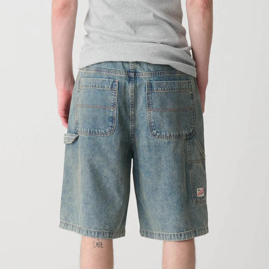 DENIM WORK SHORT STAINED BLUE